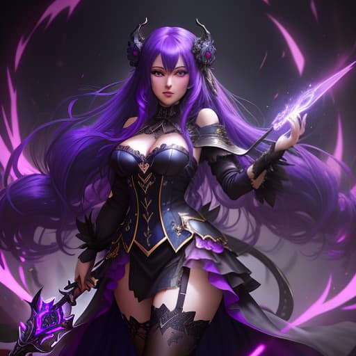  a woman with long hair standing in front of a purple light, splash art anime , dark backround, darkness aura, darkness background, gothic maiden anime , dark backgroud, ominous dark background, backround dark, anime epic artwork, seraphine ahri kda, piltover, demon black blue purple, dark psychedelica hyperrealistic, full body, detailed clothing, highly detailed, cinematic lighting, stunningly beautiful, intricate, sharp focus, f/1. 8, 85mm, (centered image composition), (professionally color graded), ((bright soft diffused light)), volumetric fog, trending on instagram, trending on tumblr, HDR 4K, 8K