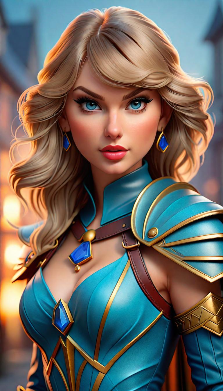  Professional 3D model of Taylor Swift as a blue Gallowglass warrior . Rendered with Octane, the model is highly detailed,dramatic lighting. hyperrealistic, full body, detailed clothing, highly detailed, cinematic lighting, stunningly beautiful, intricate, sharp focus, f/1. 8, 85mm, (centered image composition), (professionally color graded), ((bright soft diffused light)), volumetric fog, trending on instagram, trending on tumblr, HDR 4K, 8K