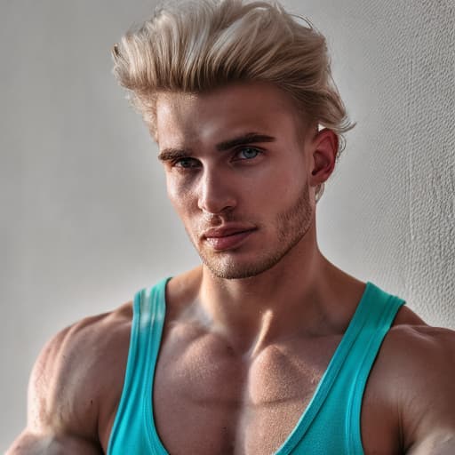 portrait+ style russian homosexual queer fitness model blonde very cute dude face