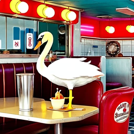  swan in a fun diner