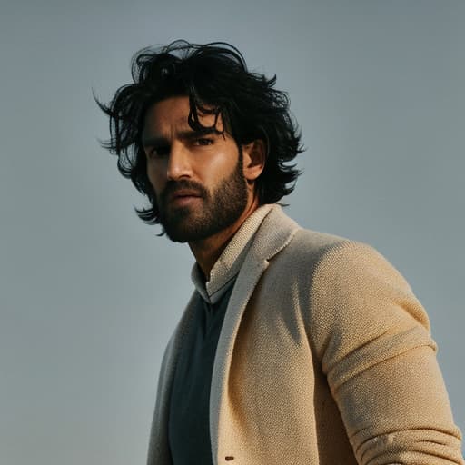 portrait+ style long black hair, black eyes, handsome man wearing opened black overshirt and black necklace, showing six packs and chest muscles, doing pull ups at the empty gym. hyperrealistic, full body, detailed clothing, highly detailed, cinematic lighting, stunningly beautiful, intricate, sharp focus, f/1. 8, 85mm, (centered image composition), (professionally color graded), ((bright soft diffused light)), volumetric fog, trending on instagram, trending on tumblr, HDR 4K, 8K