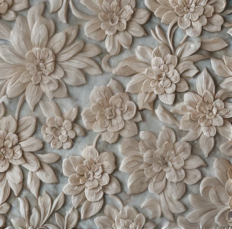  a close up of a wall with a bunch of flowers on it, carved marble texture silk cloth, intricate artwork, very intricate art, detailed and intricate image, intricate art, flowers with intricate detail,