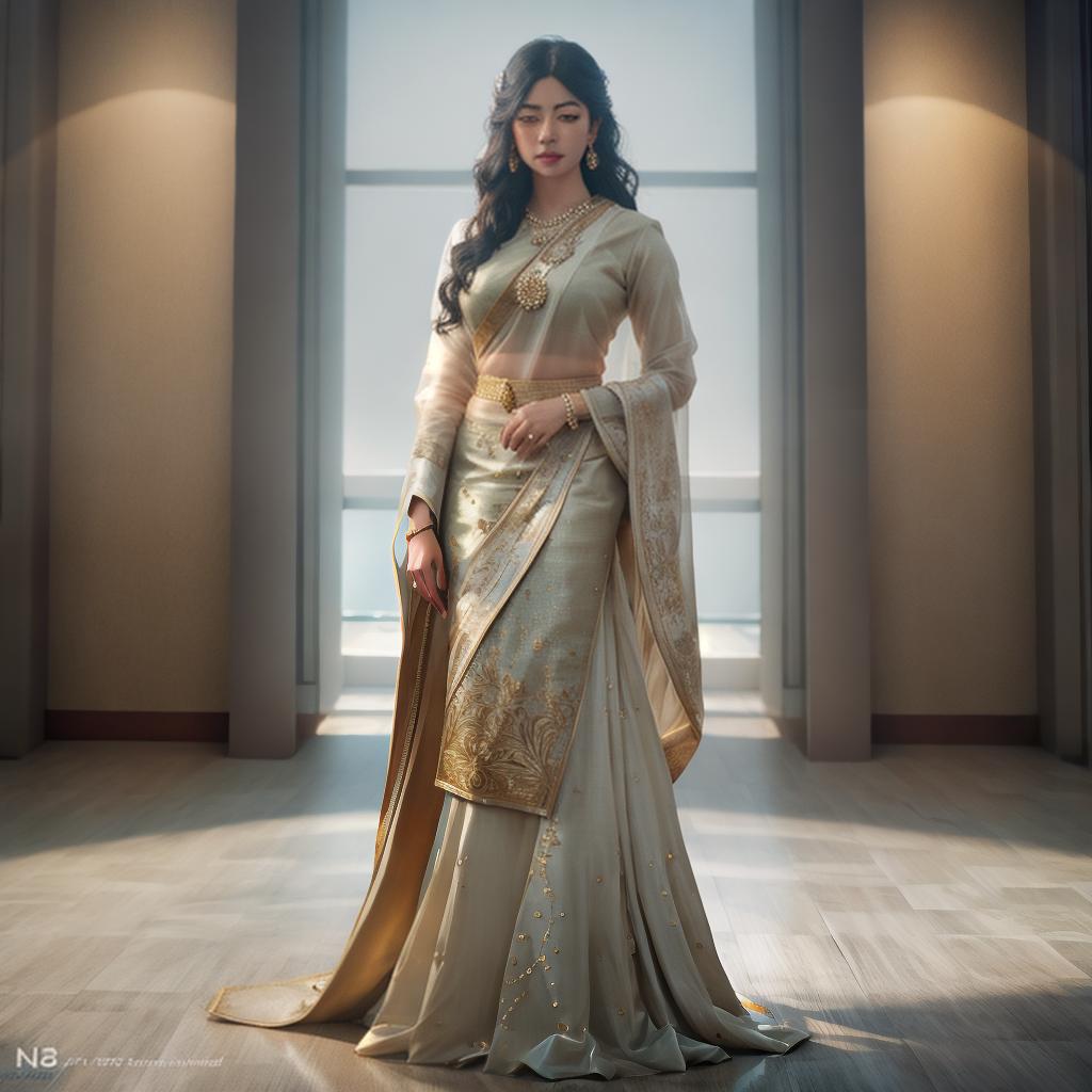  Rashmika mandanna hyperrealistic, full body, detailed clothing, highly detailed, cinematic lighting, stunningly beautiful, intricate, sharp focus, f/1. 8, 85mm, (centered image composition), (professionally color graded), ((bright soft diffused light)), volumetric fog, trending on instagram, trending on tumblr, HDR 4K, 8K