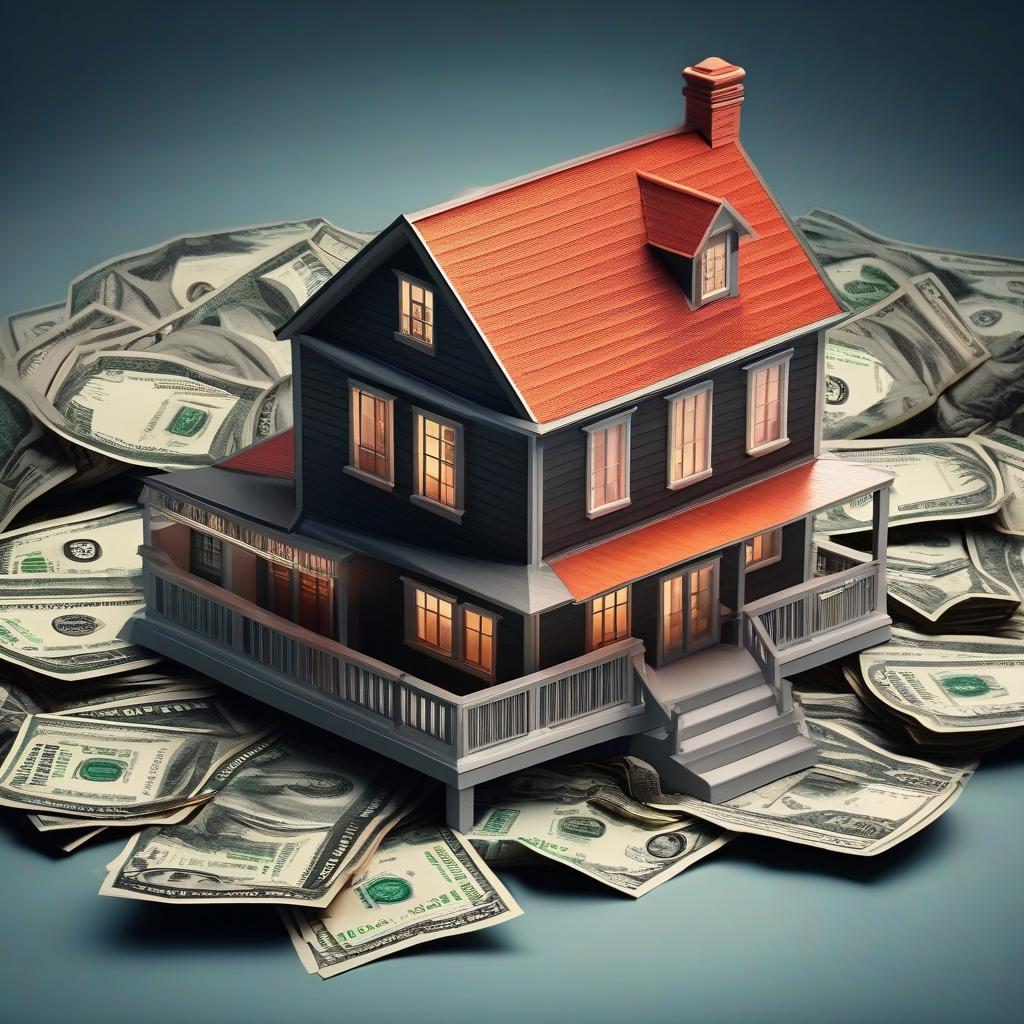  Vector graphics: a house stands on money. hyperrealistic, full body, detailed clothing, highly detailed, cinematic lighting, stunningly beautiful, intricate, sharp focus, f/1. 8, 85mm, (centered image composition), (professionally color graded), ((bright soft diffused light)), volumetric fog, trending on instagram, trending on tumblr, HDR 4K, 8K