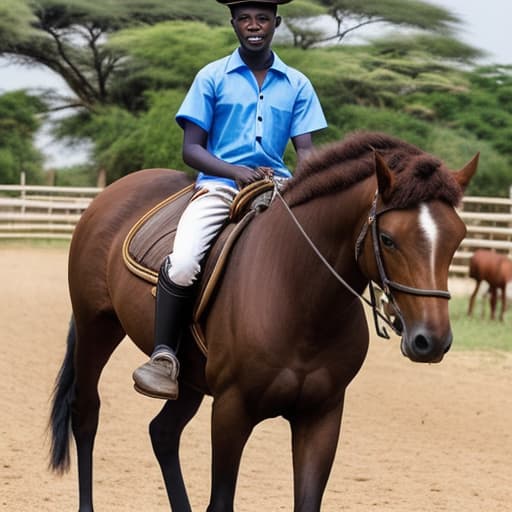  African young man on a horse