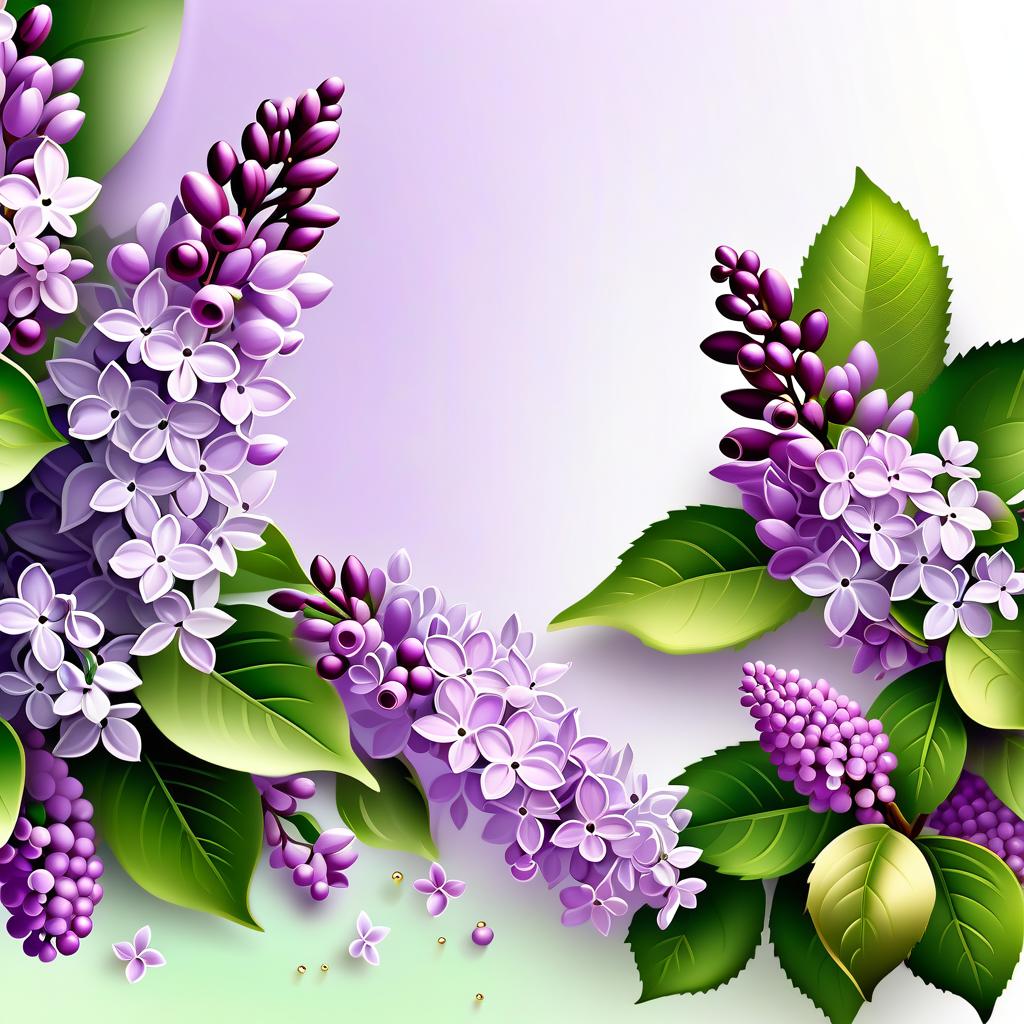  Luxury product style (Lilac) is a genus of shrubs with beautiful flowers and pleasant fragrance. There are many species and varieties of lilacs, differing in colour and shape of flowers. (Greeting card) Postcard design:Background white green gradient decorated with golden curls in fantasy style. In the centre of the card is a bouquet of lilacs with the inscription "For you" . Elegant, sophisticated, high end, luxurious, professional, highly detailed hyperrealistic, full body, detailed clothing, highly detailed, cinematic lighting, stunningly beautiful, intricate, sharp focus, f/1. 8, 85mm, (centered image composition), (professionally color graded), ((bright soft diffused light)), volumetric fog, trending on instagram, trending on tumblr, HDR 4K, 8K