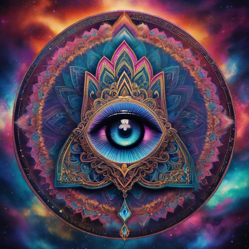  cinematic film still Hamsa hand with an eye in the middle, colorful mandala design background with the text "Paint Color of your Heart", detailed drawing in the style of colorful fantasy realism, highly creative and intricate, colorful nebula sky background, bold colors, highly realistic, detailed drawing, ultra high resolution ar 64:113 . shallow depth of field, vignette, highly detailed, high budget, bokeh, cinemascope, moody, epic, gorgeous, film grain, grainy hyperrealistic, full body, detailed clothing, highly detailed, cinematic lighting, stunningly beautiful, intricate, sharp focus, f/1. 8, 85mm, (centered image composition), (professionally color graded), ((bright soft diffused light)), volumetric fog, trending on instagram, trending on tumblr, HDR 4K, 8K