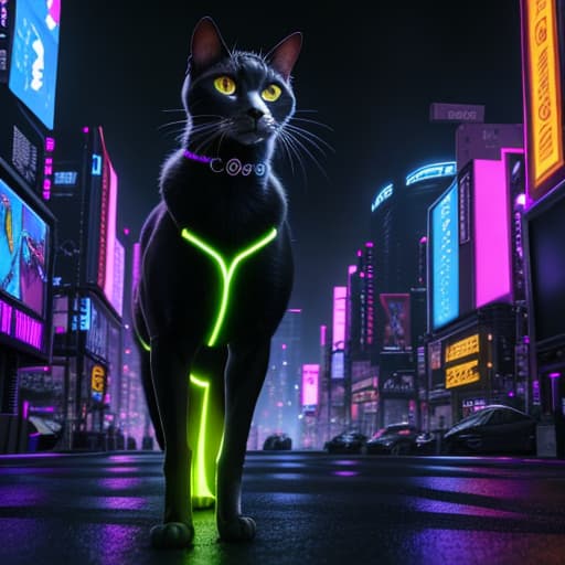  masterpiece, best quality, a scene featuring a bionic cat navigating a neon-lit cityscape, blending seamlessly with the cyber-enhanced environments , masterpiece, best quality, a scene featuring a bionic cat navigating a neon-lit cityscape, blending seamlessly with the cyber-enhanced environments , masterpiece, best quality, a scene featuring a bionic cat navigating a neon-lit cityscape, blending seamlessly with the cyber-enhanced environments , hyperrealistic, full body, detailed clothing, highly detailed, cinematic lighting, stunningly beautiful, intricate, sharp focus, f/1. 8, 85mm, (centered image composition), (professionally color graded), ((bright soft diffused light)), volumetric fog, trending on instagram, trending on tumblr, HDR 4K, 8K