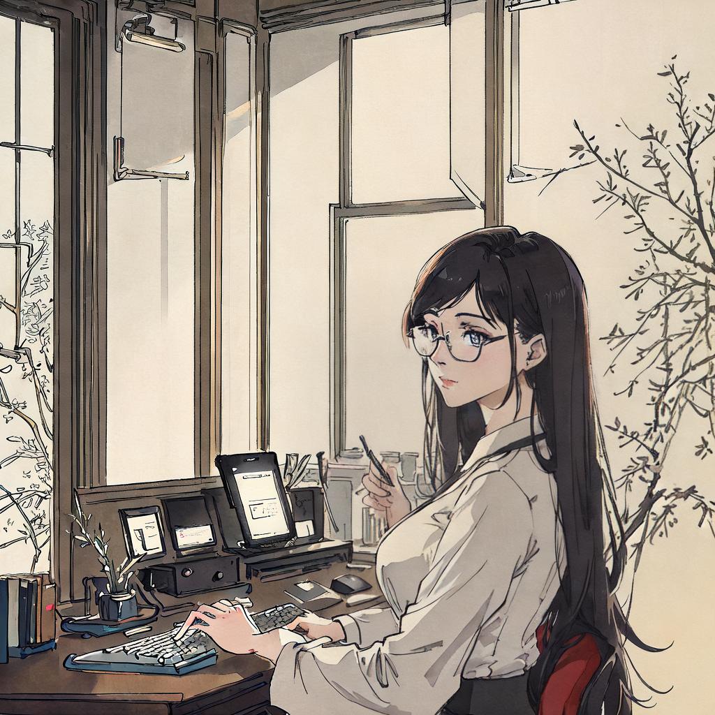  ((masterpiece)),(((best quality))), 8k, high detailed, ultra-detailed. A sophisticated and beautiful editor in her late twenties, wearing glasses and a business suit, is engrossed in operating a computer on a stylish desk in a modern office. hyperrealistic, full body, detailed clothing, highly detailed, cinematic lighting, stunningly beautiful, intricate, sharp focus, f/1. 8, 85mm, (centered image composition), (professionally color graded), ((bright soft diffused light)), volumetric fog, trending on instagram, trending on tumblr, HDR 4K, 8K