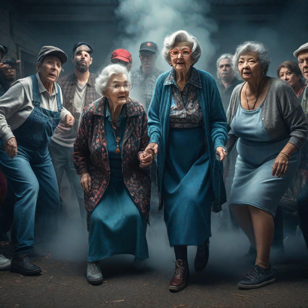  granny gang bang hyperrealistic, full body, detailed clothing, highly detailed, cinematic lighting, stunningly beautiful, intricate, sharp focus, f/1. 8, 85mm, (centered image composition), (professionally color graded), ((bright soft diffused light)), volumetric fog, trending on instagram, trending on tumblr, HDR 4K, 8K