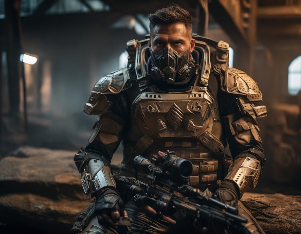  A person in a lightweight airtight adamantine armor in the post apocalypse hyperrealistic, full body, detailed clothing, highly detailed, cinematic lighting, stunningly beautiful, intricate, sharp focus, f/1. 8, 85mm, (centered image composition), (professionally color graded), ((bright soft diffused light)), volumetric fog, trending on instagram, trending on tumblr, HDR 4K, 8K