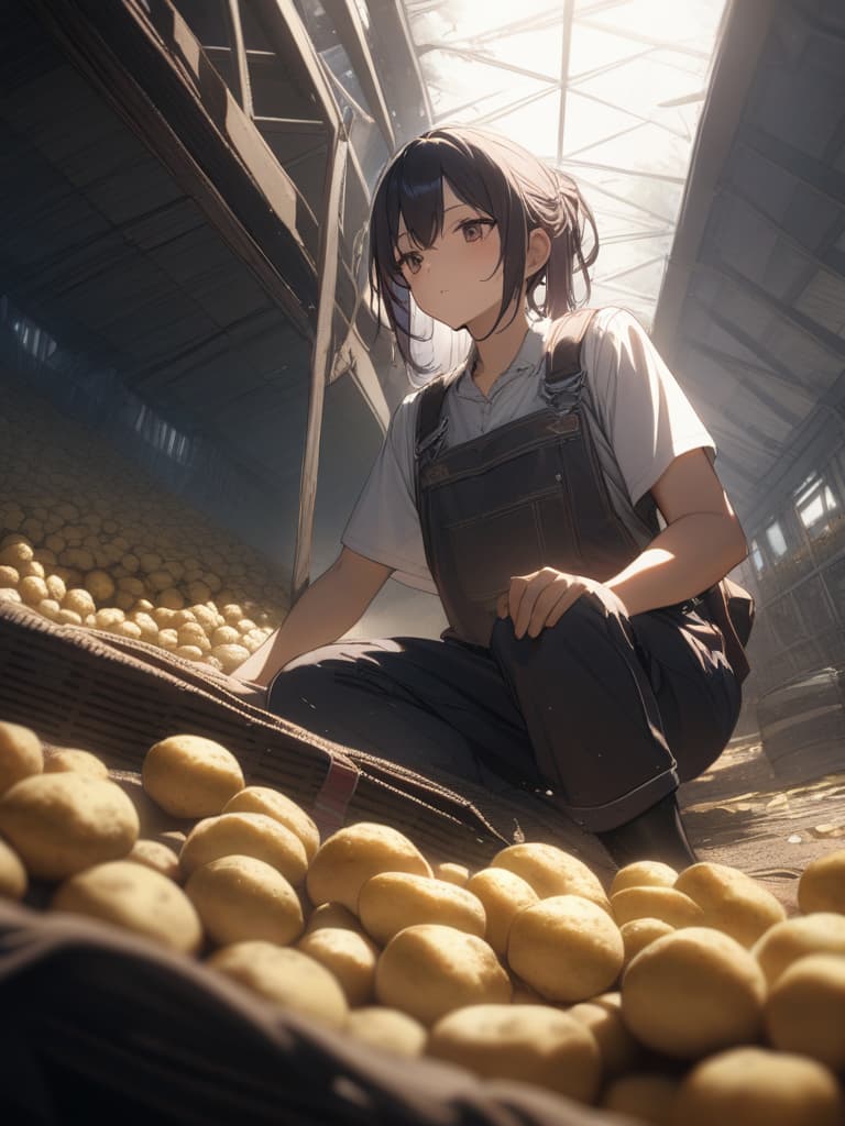  Middle aged men, farmers, potatoes, thin, cool, masterpiece, best quality,8k,ultra detailed,high resolution,an extremely delicate and beautiful,hyper detail