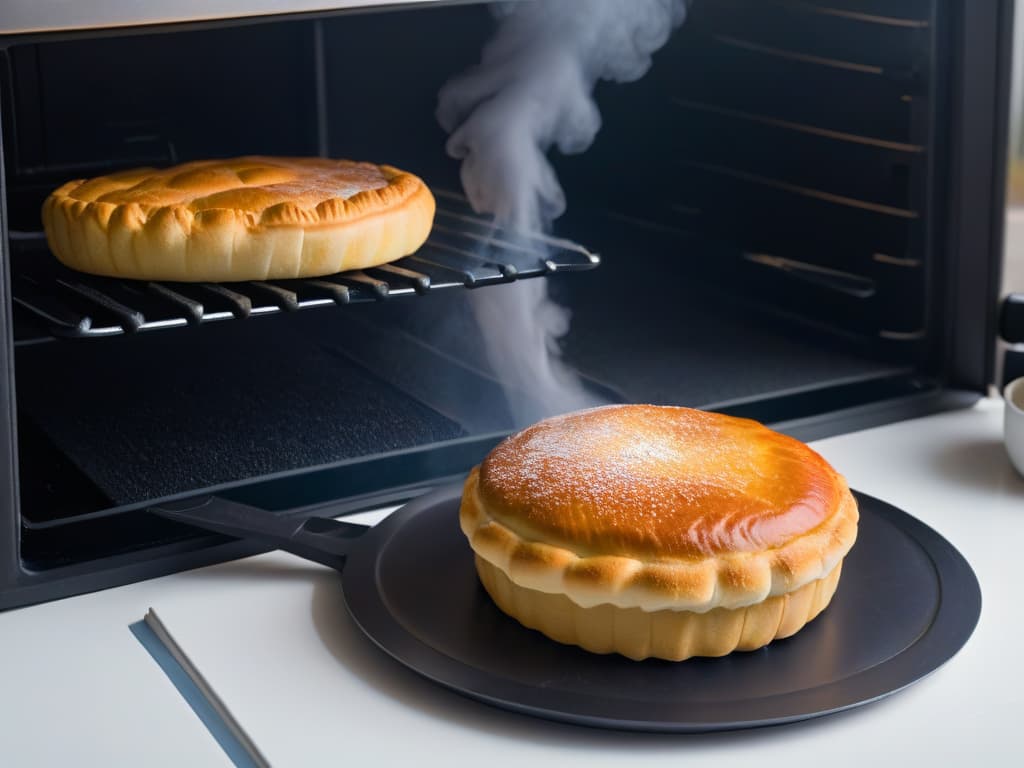  A photorealistic image of a pair of sleek black silicone oven mitts with a professional design, featuring advanced heat protection technology. The gloves are shown in a modern kitchen setting, next to a hot oven, with steam rising from a freshly baked pie, emphasizing their durability, highquality material, and advanced protective features. hyperrealistic, full body, detailed clothing, highly detailed, cinematic lighting, stunningly beautiful, intricate, sharp focus, f/1. 8, 85mm, (centered image composition), (professionally color graded), ((bright soft diffused light)), volumetric fog, trending on instagram, trending on tumblr, HDR 4K, 8K