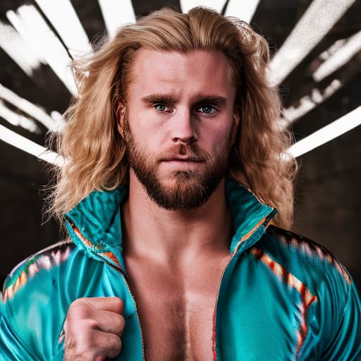 portrait+ style WWE queer blonde hunk dude face