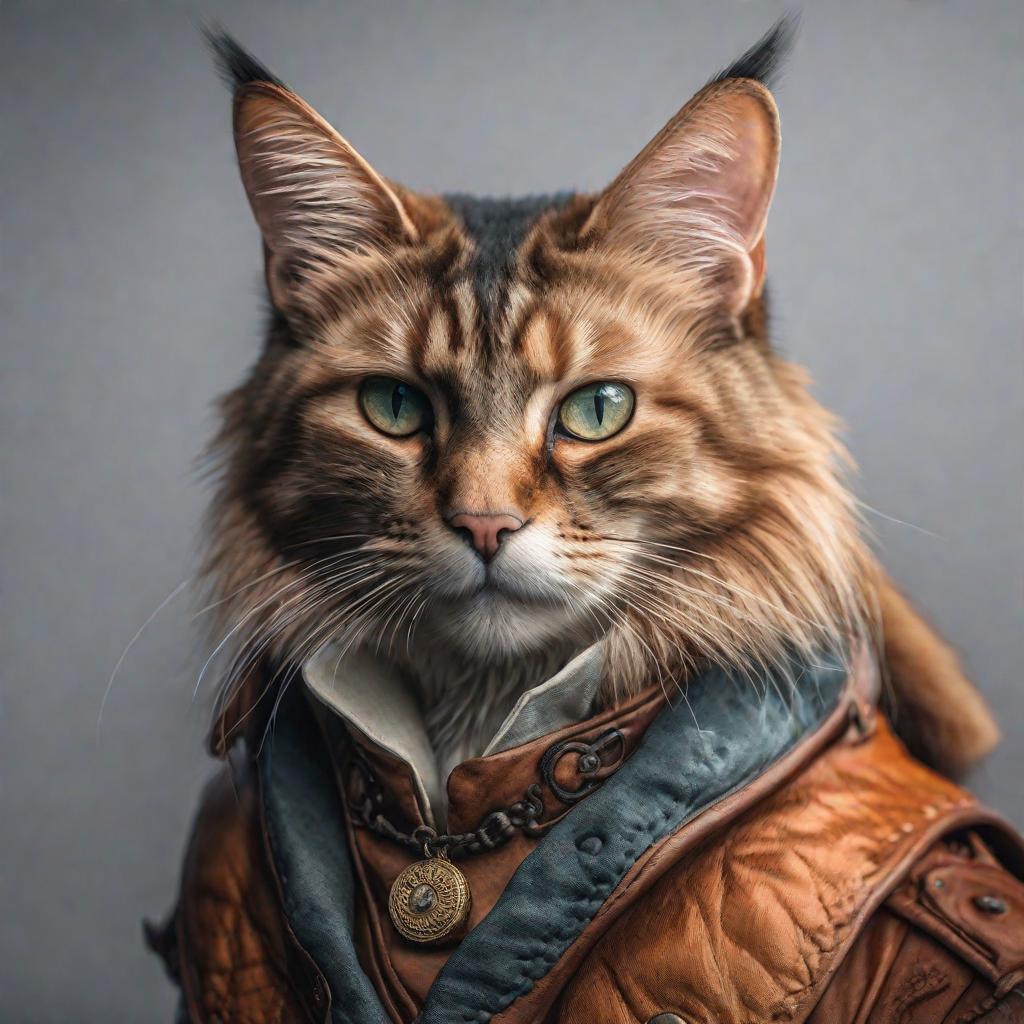  Cat hyperrealistic, full body, detailed clothing, highly detailed, cinematic lighting, stunningly beautiful, intricate, sharp focus, f/1. 8, 85mm, (centered image composition), (professionally color graded), ((bright soft diffused light)), volumetric fog, trending on instagram, trending on tumblr, HDR 4K, 8K