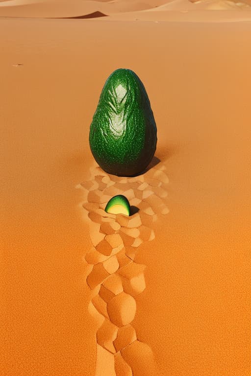  an avocado walking through the desert