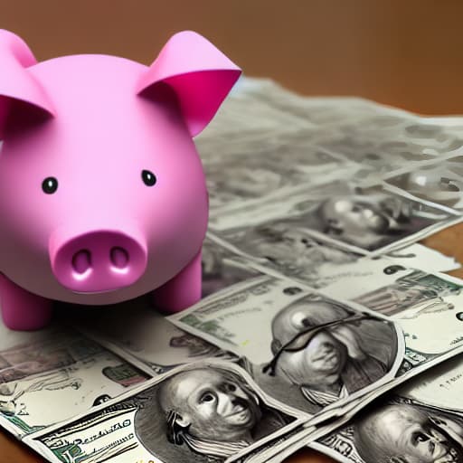  Pink pig holding money