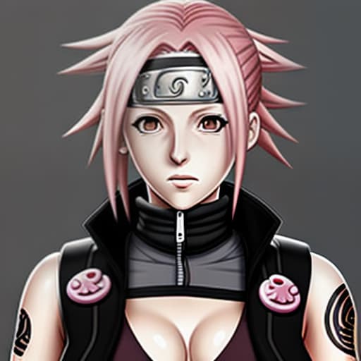  Sakura Haruno del animé Naruto Con rasgos y características Realistas y humanas,definición de cada rasgo y características detalla realisticamente.