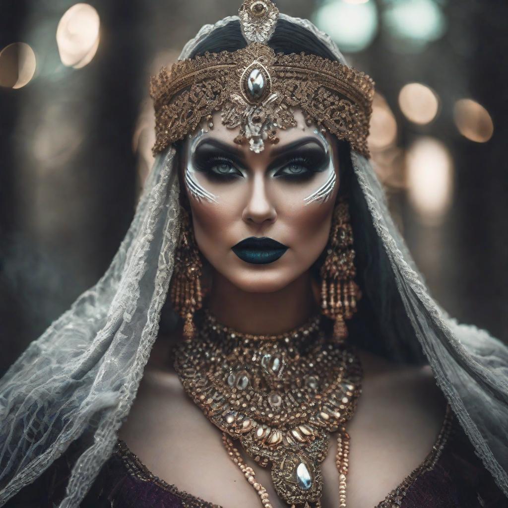  make a girl with paranormal makeup in her face hyperrealistic, full body, detailed clothing, highly detailed, cinematic lighting, stunningly beautiful, intricate, sharp focus, f/1. 8, 85mm, (centered image composition), (professionally color graded), ((bright soft diffused light)), volumetric fog, trending on instagram, trending on tumblr, HDR 4K, 8K