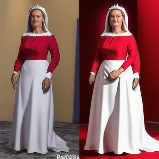  crie uma imagem de Maria Padilha com vestido vermelho