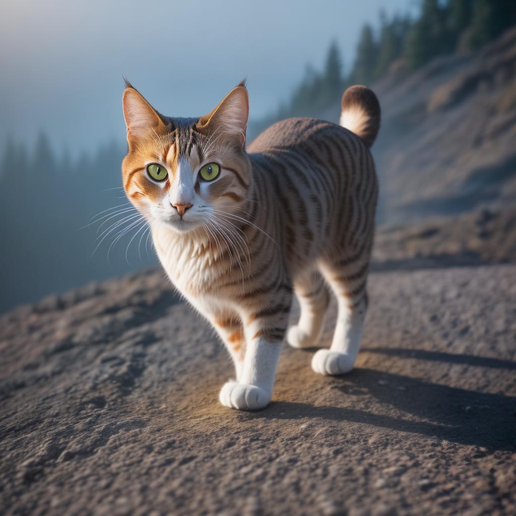  @PB_ImgGenBot Cat hyperrealistic, full body, detailed clothing, highly detailed, cinematic lighting, stunningly beautiful, intricate, sharp focus, f/1. 8, 85mm, (centered image composition), (professionally color graded), ((bright soft diffused light)), volumetric fog, trending on instagram, trending on tumblr, HDR 4K, 8K