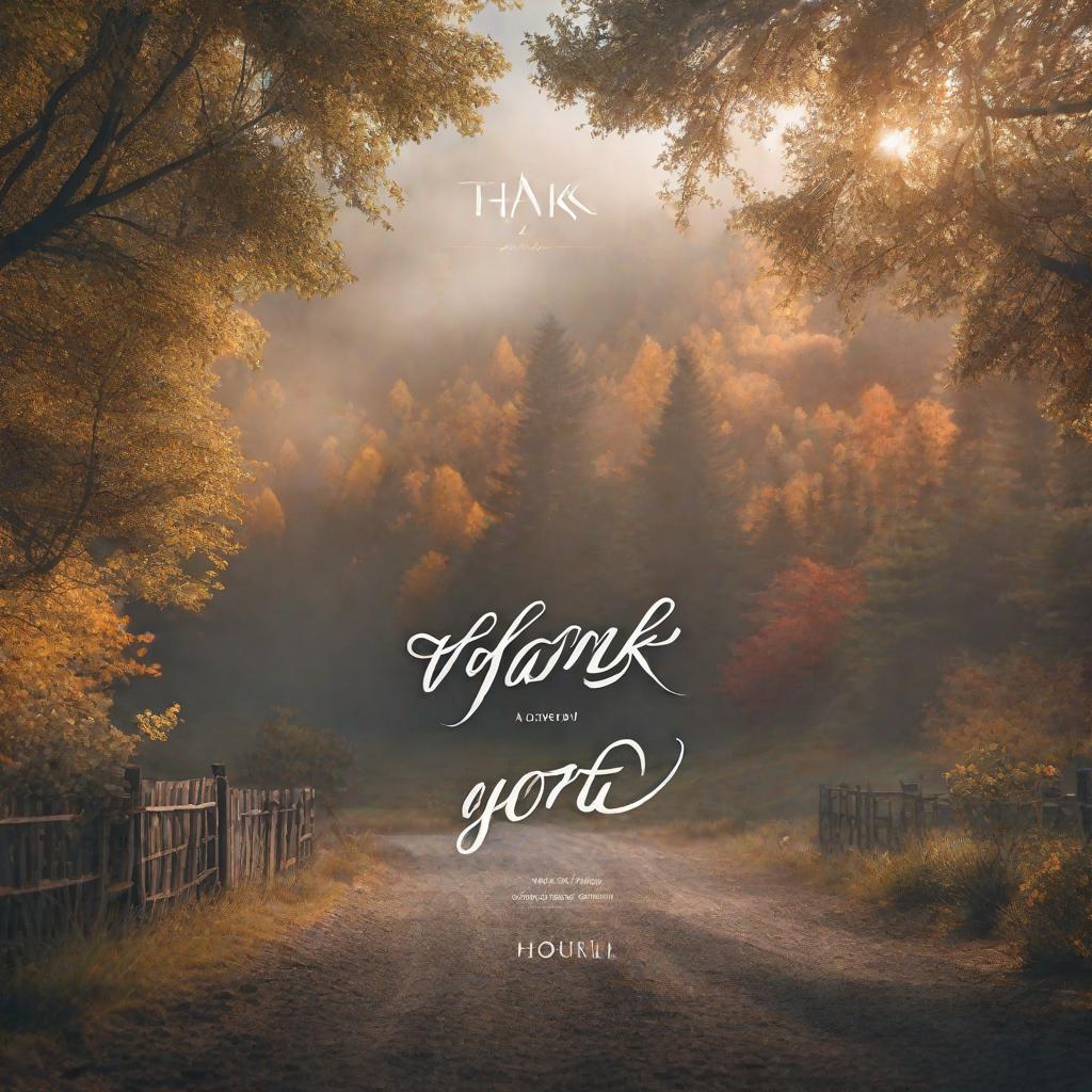  Thank you. Handwritten lettering phrase hyperrealistic, full body, detailed clothing, highly detailed, cinematic lighting, stunningly beautiful, intricate, sharp focus, f/1. 8, 85mm, (centered image composition), (professionally color graded), ((bright soft diffused light)), volumetric fog, trending on instagram, trending on tumblr, HDR 4K, 8K