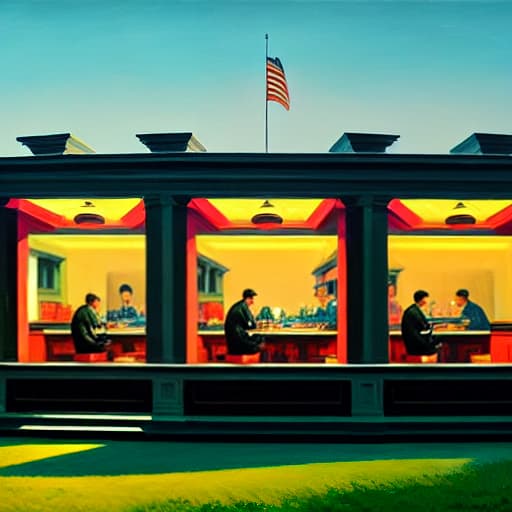  A quirky, retro diner scene in the style of Edward Hopper