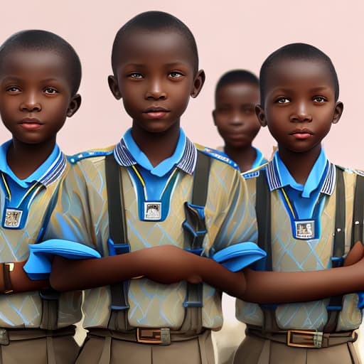 mdjrny-v4 style African school children on uniform inside school compound