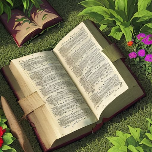  a Bible with Garden coming out of it's pages