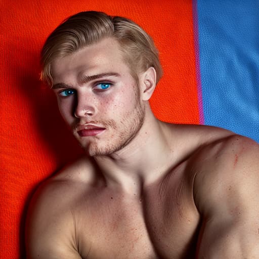 portrait+ style russian queer wrestler blonde very cute dude face