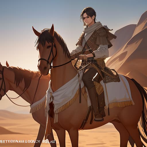  Two boys on dark horses in the desert. hyperrealistic, full body, detailed clothing, highly detailed, cinematic lighting, stunningly beautiful, intricate, sharp focus, f/1. 8, 85mm, (centered image composition), (professionally color graded), ((bright soft diffused light)), volumetric fog, trending on instagram, trending on tumblr, HDR 4K, 8K