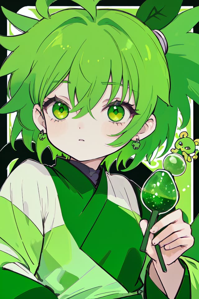  Green hair character Barakuraba