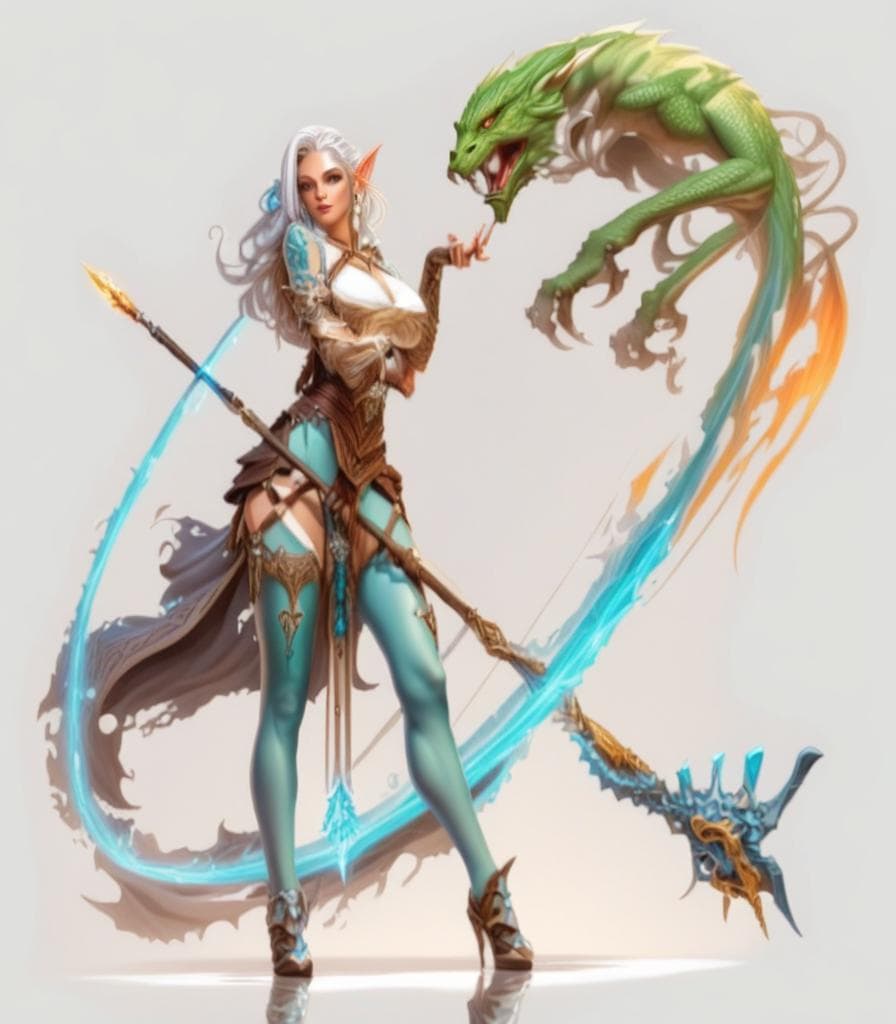 ((masterpiece)), (high quality), (best quality), (detailed), hd, white background, perfect lighting, detailed face, detailed body, woman elf sorcerer, face tattoo, sexy, powerful
