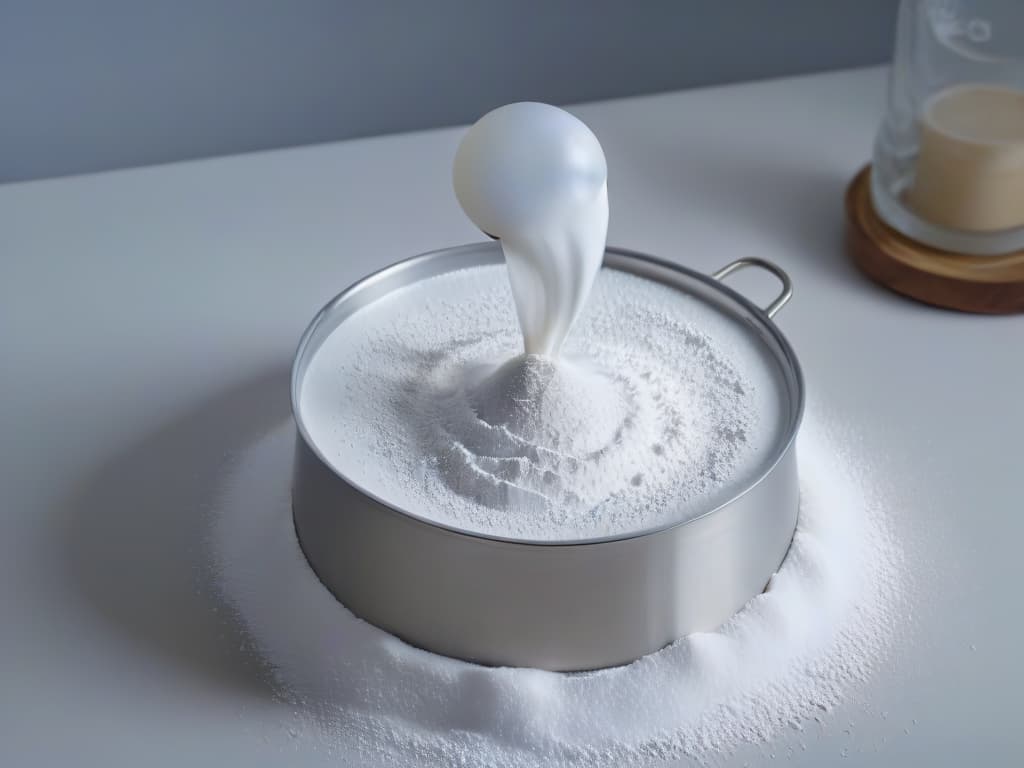  An intricate closeup of a fine mesh sieve held by a hand, sifting powdered sugar delicately, with particles suspended midair in a beam of soft, diffused light, showcasing the precision and elegance of the sifting process. hyperrealistic, full body, detailed clothing, highly detailed, cinematic lighting, stunningly beautiful, intricate, sharp focus, f/1. 8, 85mm, (centered image composition), (professionally color graded), ((bright soft diffused light)), volumetric fog, trending on instagram, trending on tumblr, HDR 4K, 8K