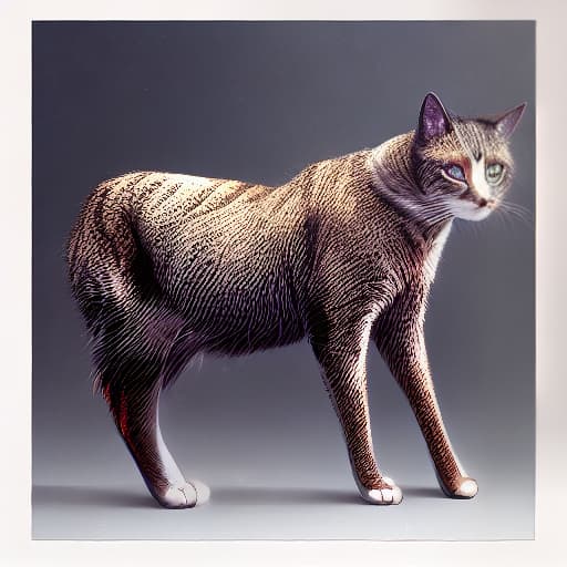  cat hyperrealistic, full body, detailed clothing, highly detailed, cinematic lighting, stunningly beautiful, intricate, sharp focus, f/1. 8, 85mm, (centered image composition), (professionally color graded), ((bright soft diffused light)), volumetric fog, trending on instagram, trending on tumblr, HDR 4K, 8K