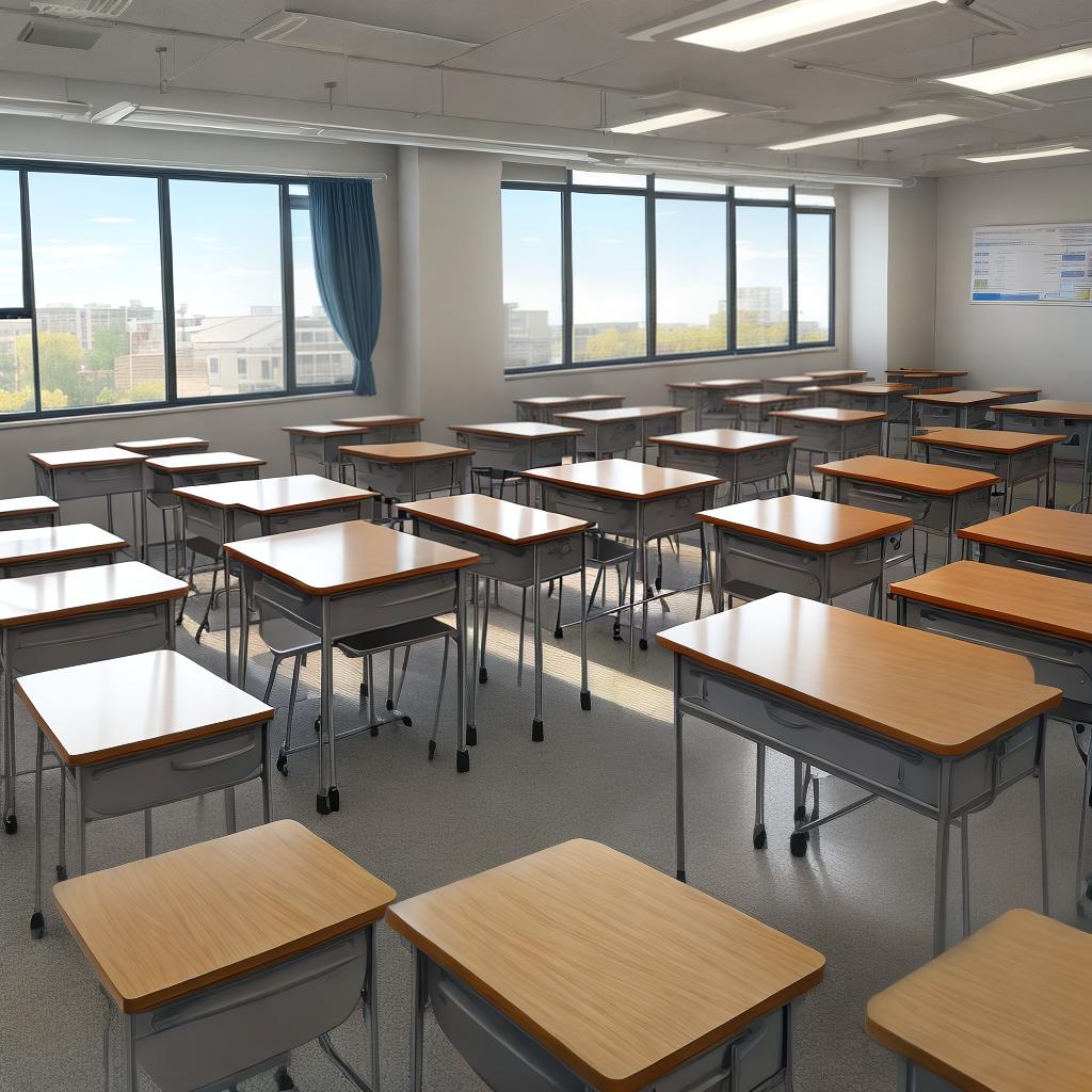  A spacious classroom with no desks, no students, no teachers-