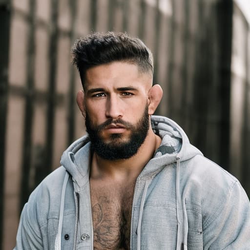 portrait+ style UFC artist queer brunette hunk dude face