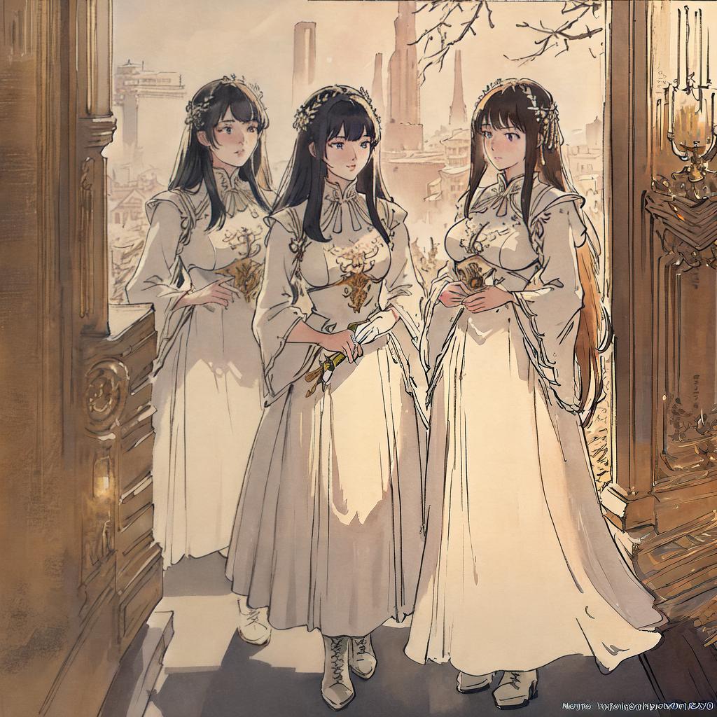  Create a masterpiece in the best quality, 8k, high detailed, and ultra-detailed. The main subject is three girls seen from the front, wearing bodysuit dresses and high boots in a realistic style. hyperrealistic, full body, detailed clothing, highly detailed, cinematic lighting, stunningly beautiful, intricate, sharp focus, f/1. 8, 85mm, (centered image composition), (professionally color graded), ((bright soft diffused light)), volumetric fog, trending on instagram, trending on tumblr, HDR 4K, 8K