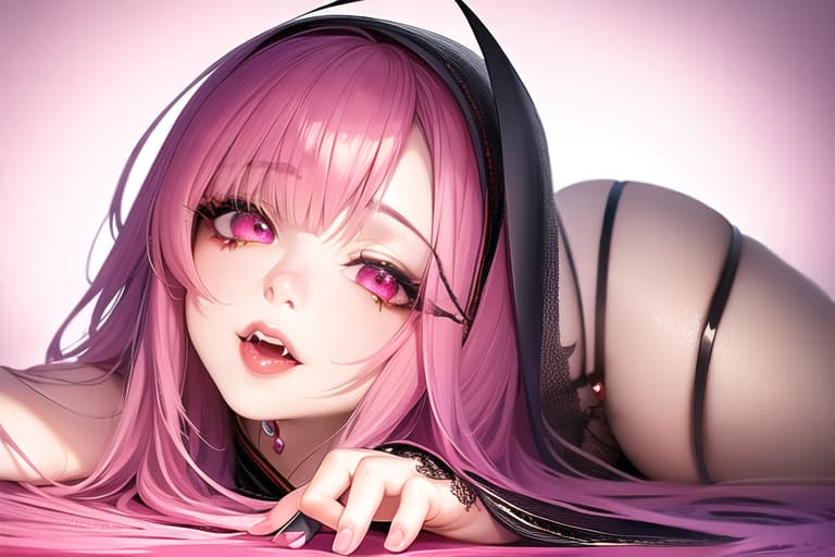  Vampire Virtual YouTuber Lulu Lulu, Pink hair, amber eyes, red jewel, penis, fellatio, (Masterpiece, BestQuality:1.3), (ultra detailed:1.2), (hyperrealistic:1.3), (RAW photo:1.2),High detail RAW color photo, professional photograph, (Photorealistic:1.4), (realistic:1.4), ,professional lighting, (japanese), beautiful face, (realistic face)