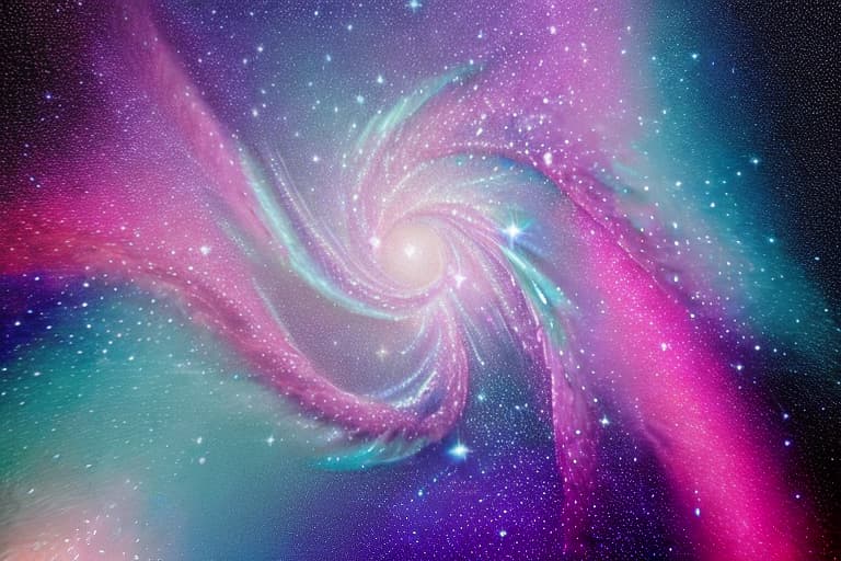  Mystic with galaxy seen from above swirls of glitter pink cinematic photorealistic very detailed