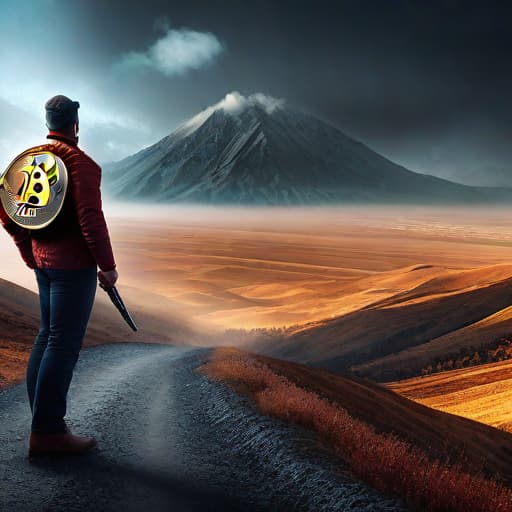  Bitcoin's Journey: Milestone and Challenges in Financial Evolution hyperrealistic, full body, detailed clothing, highly detailed, cinematic lighting, stunningly beautiful, intricate, sharp focus, f/1. 8, 85mm, (centered image composition), (professionally color graded), ((bright soft diffused light)), volumetric fog, trending on instagram, trending on tumblr, HDR 4K, 8K