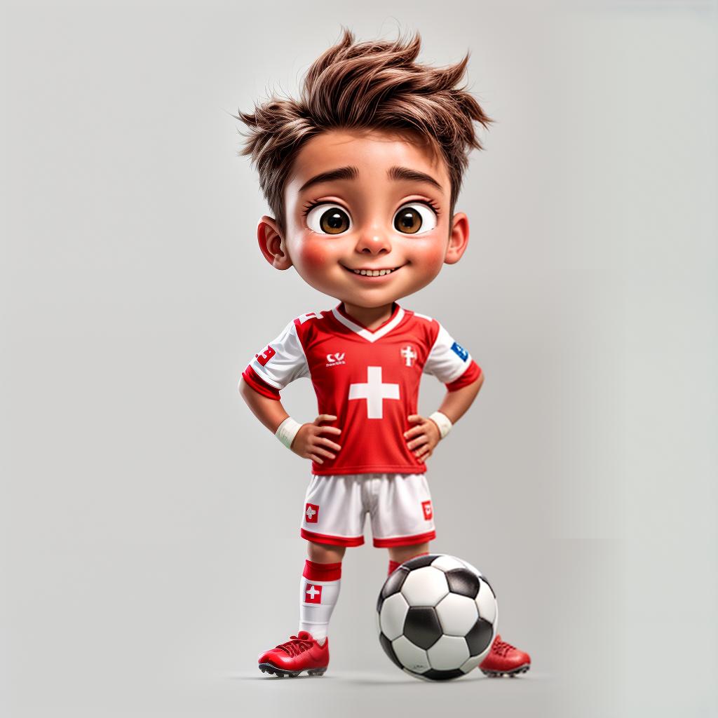  cute football Switzerland, RAW Photo, enhanced details, best quality, ultrahigh resolution, highly detailed, (sharp focus), masterpiece, (centered image composition), (professionally color graded), ((bright soft diffused light)), trending on instagram, trending on tumblr, HDR 4K