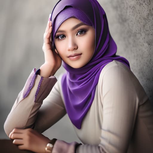 portrait+ style wanita cantik berkulit putih memakai jilbab