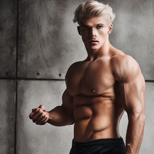 portrait+ style Russian queer fitness model blonde hunk dude face