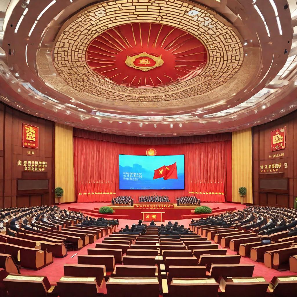  Presentation, PPT about the 20th National Congress of the Communist Party of China, modern conference room, focused on the podium, captured with a professional DSLR camera, contemporary style, high definition.