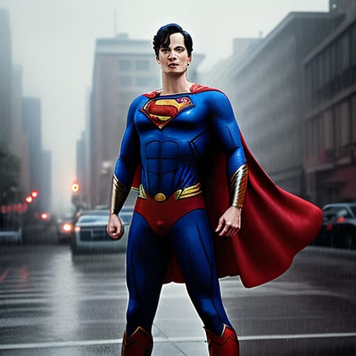  mj ,cinematic , superman standing under the rain