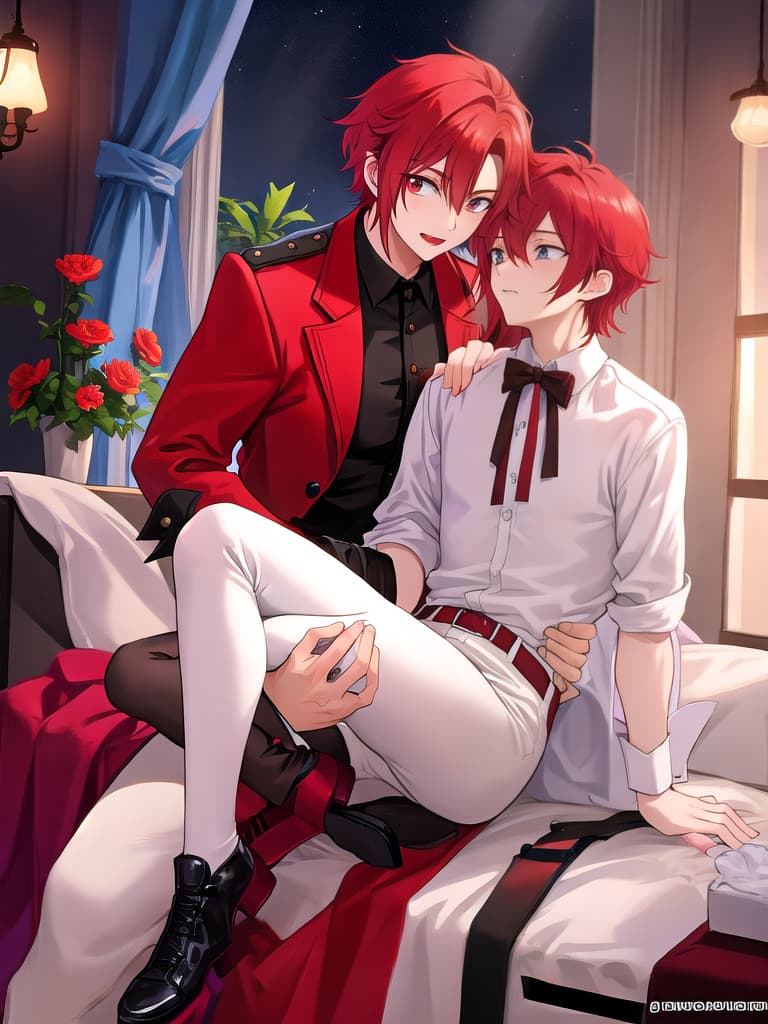  Red haired vampire boy changing his boyfriend's diaper