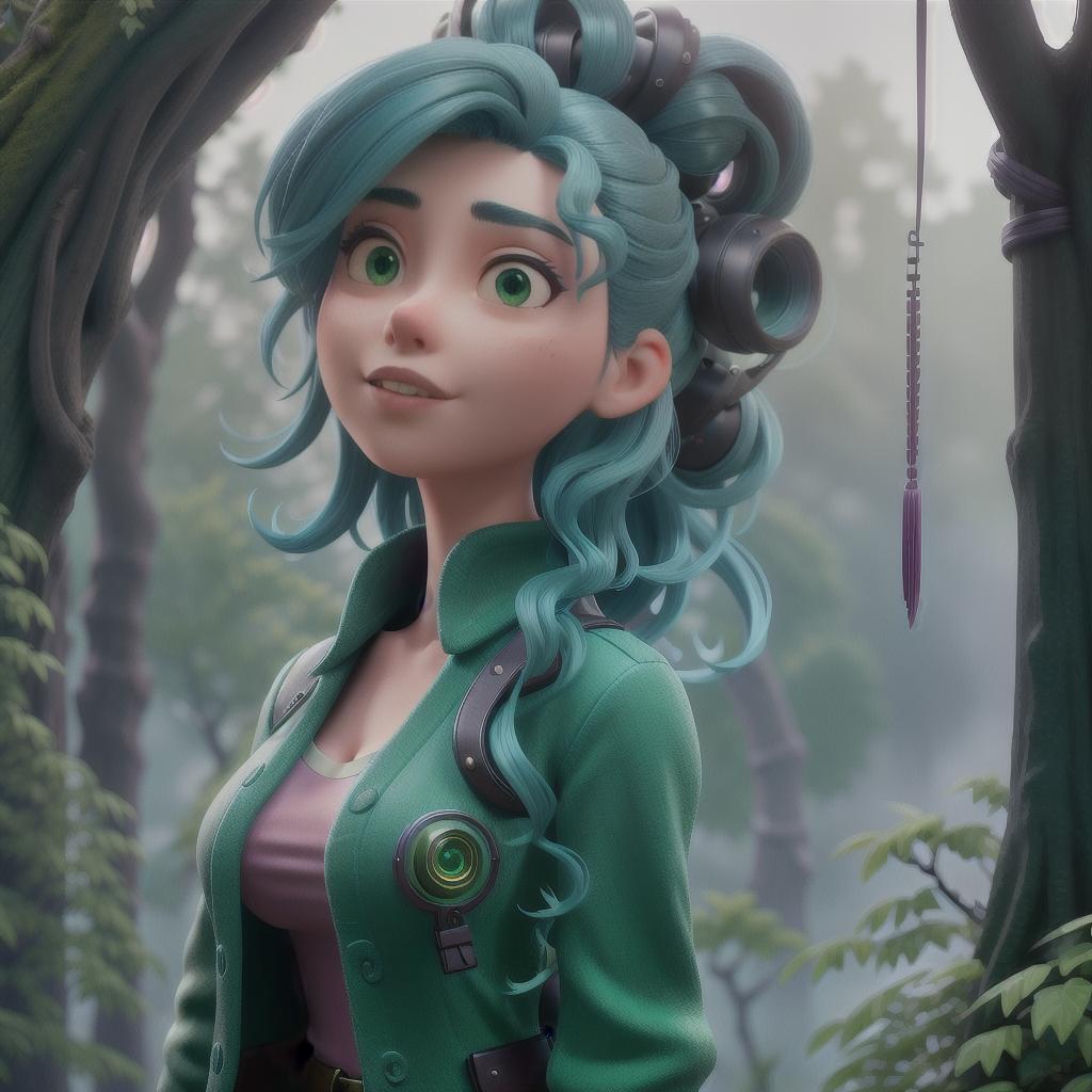  Asian, Sci fi, dark nautical, punk, a chic and quirky style, cherry blossoms, forbidden forest, green and blue colors, indie, 90s, douyin makeup, wavy hair and her hair looks like it’s being blown by the wind hyperrealistic, full body, detailed clothing, highly detailed, cinematic lighting, stunningly beautiful, intricate, sharp focus, f/1. 8, 85mm, (centered image composition), (professionally color graded), ((bright soft diffused light)), volumetric fog, trending on instagram, trending on tumblr, HDR 4K, 8K