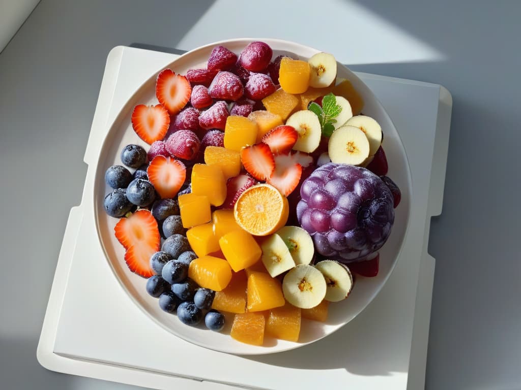  An ultradetailed image of a wide variety of vibrant and meticulously arranged candied and dehydrated fruits, showcasing their rich colors, textures, and shapes. The fruits are neatly organized in a sleek, modern dish against a clean, white background, with each piece glistening under soft, natural lighting. The meticulous detail captures the essence of highquality, premium fruits used in pastrymaking, inviting the viewer to explore the world of candied and dehydrated fruits in all its beauty and allure. hyperrealistic, full body, detailed clothing, highly detailed, cinematic lighting, stunningly beautiful, intricate, sharp focus, f/1. 8, 85mm, (centered image composition), (professionally color graded), ((bright soft diffused light)), volumetric fog, trending on instagram, trending on tumblr, HDR 4K, 8K