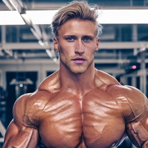 portrait+ style Russian IFBB queer blonde hunk dude face